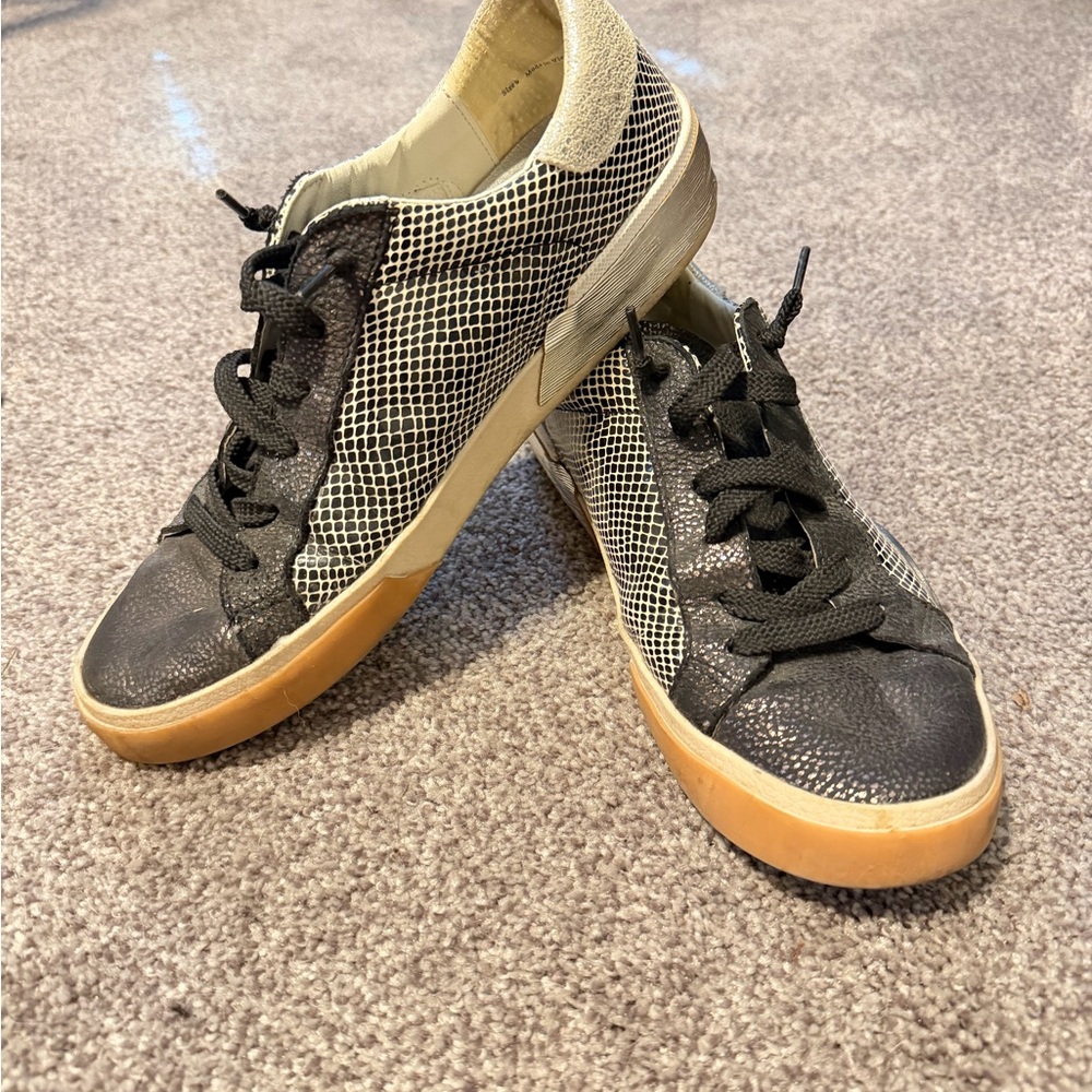Black and White Metallic Sneakers